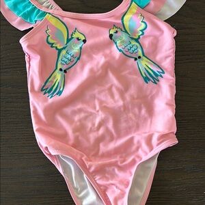 Pink Parrot Kids Swim One Piece
